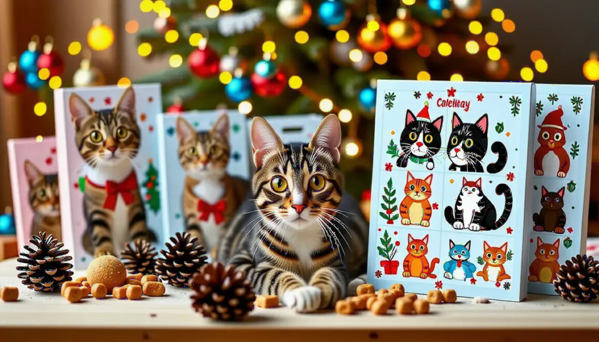 découvrez notre sélection des calendriers de l'avent les plus appréciés pour les chats, spécialement conçus pour ravir vos félins pendant la période des fêtes. offrez-leur une surprise quotidienne qui éveillera leurs sens et rendra leur noël encore plus joyeux!