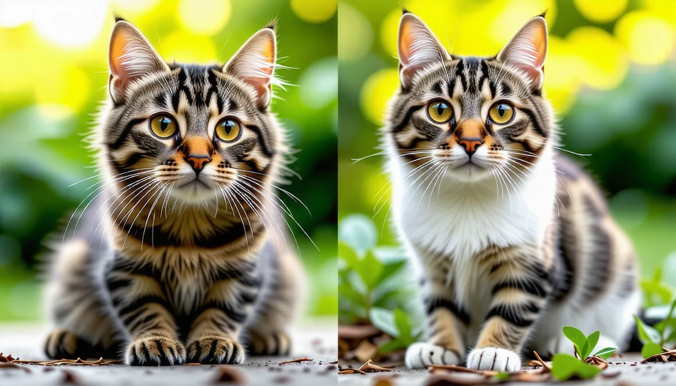 un chat au pelage tigré assis, représentant le type gouttière ou européen à poil court