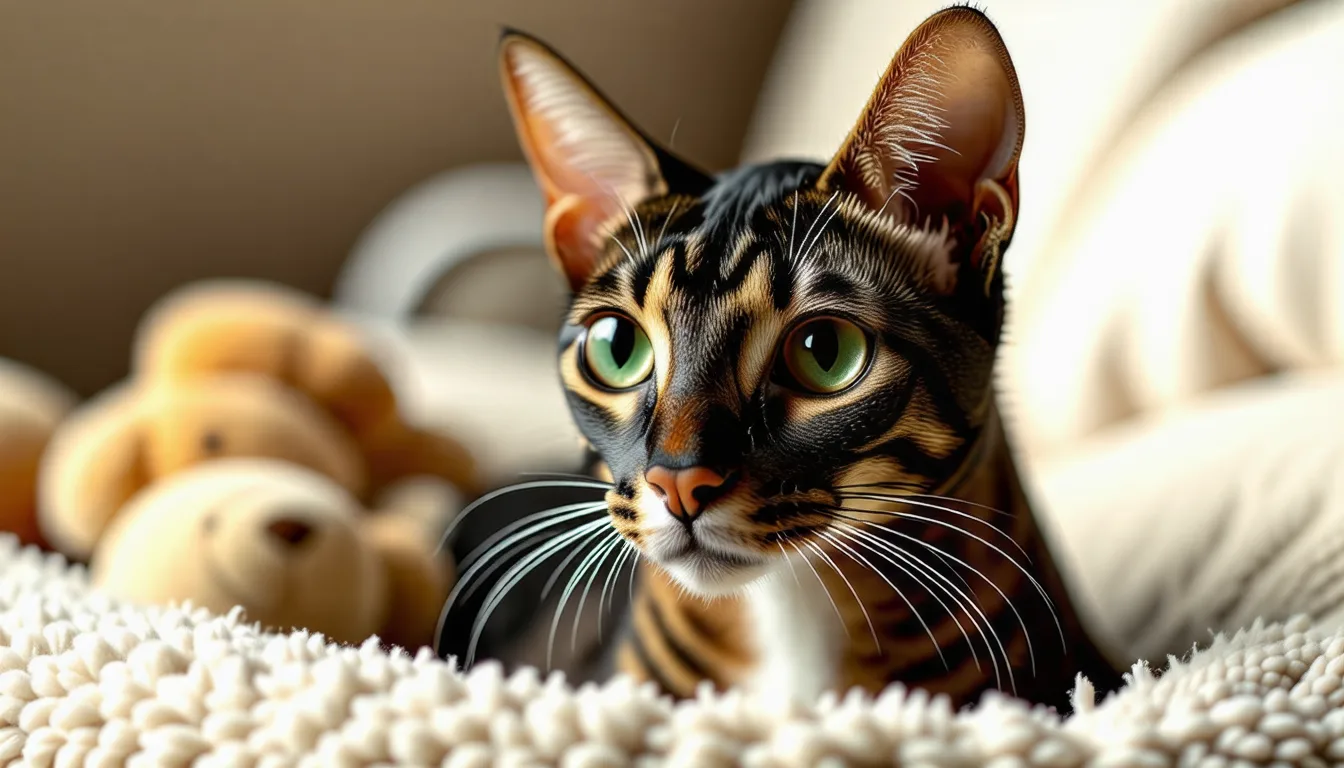 un chat Oriental Shorthair élancé aux oreilles pointues et aux yeux en amande