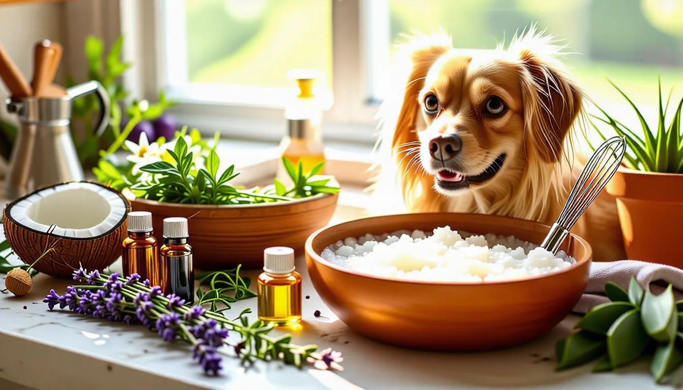 un chien pris en train de recevoir un bain, mousse de shampooing sur le pelage mouillé