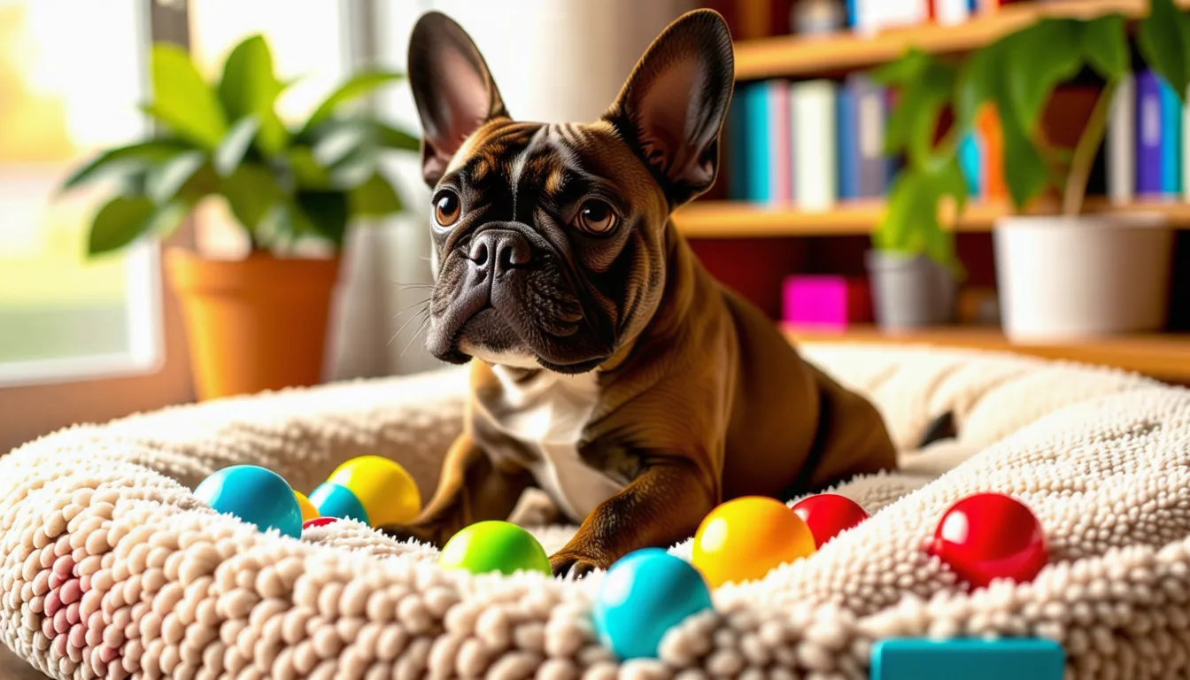 bouledogue français assis de face, museau plat, oreilles droites en forme de chauve-souris, regard direct.