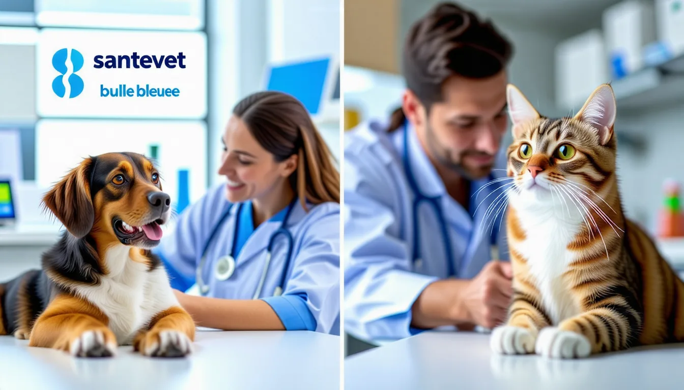 Chien et chat assis côte à côte, illustration d'une comparaison entre deux offres d'assurance santé animale.