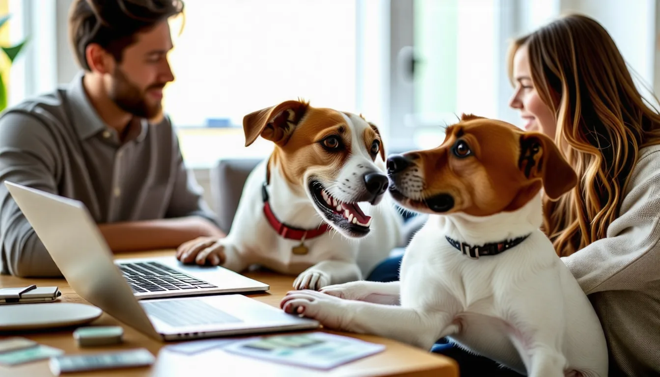 petit chien blanc et fauve au poil court, type Jack Russell, assis et attentif