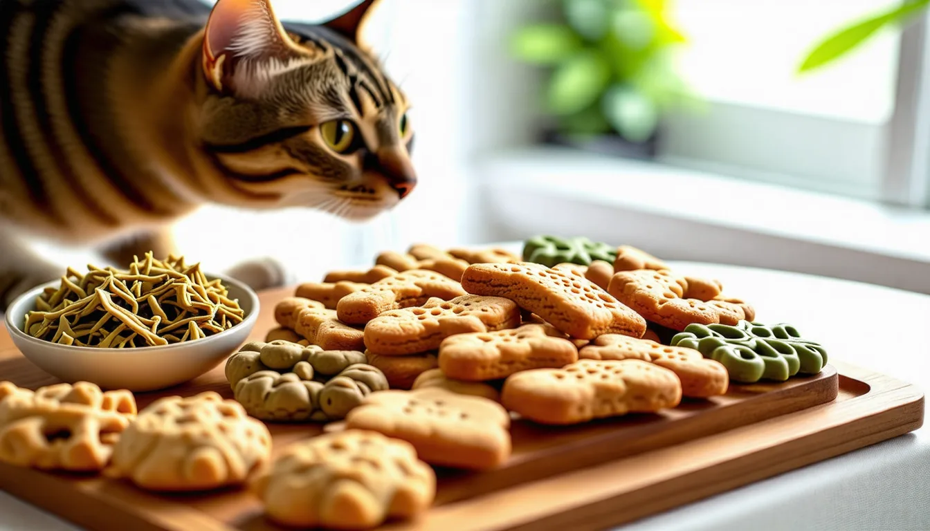 Chat assis qui reçoit une friandise de la main de son propriétaire