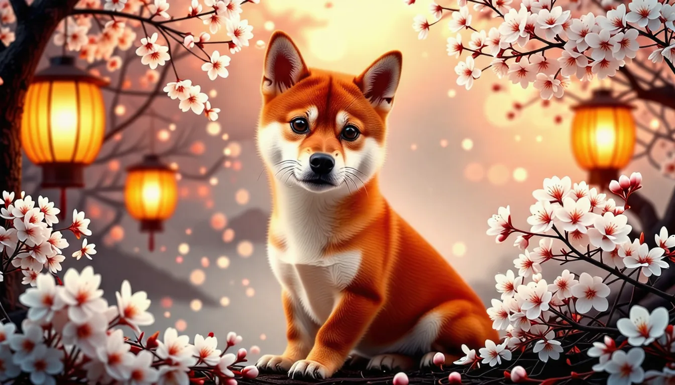 shiba inu adulte au pelage roux et blanc, debout de profil dans un jardin, oreilles triangulaires dressées