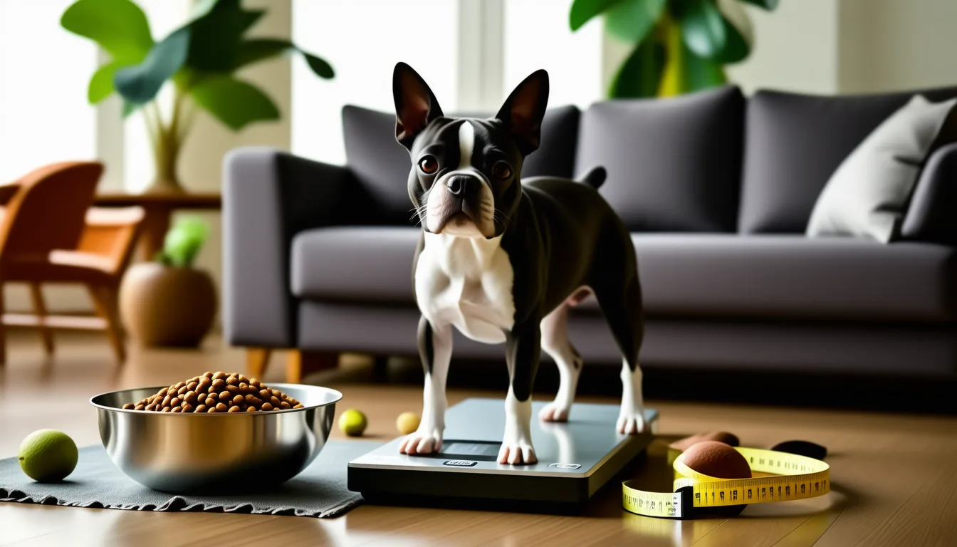 Boston Terrier de profil, silhouette bien marquée, sur fond neutre