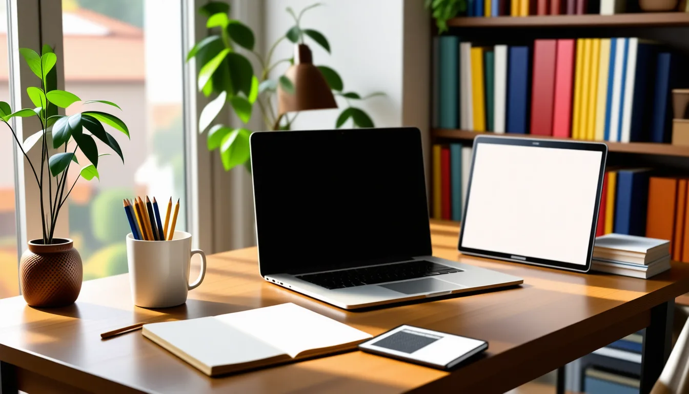Mains posées sur un clavier d'ordinateur portable, à côté de feuilles de notes manuscrites.