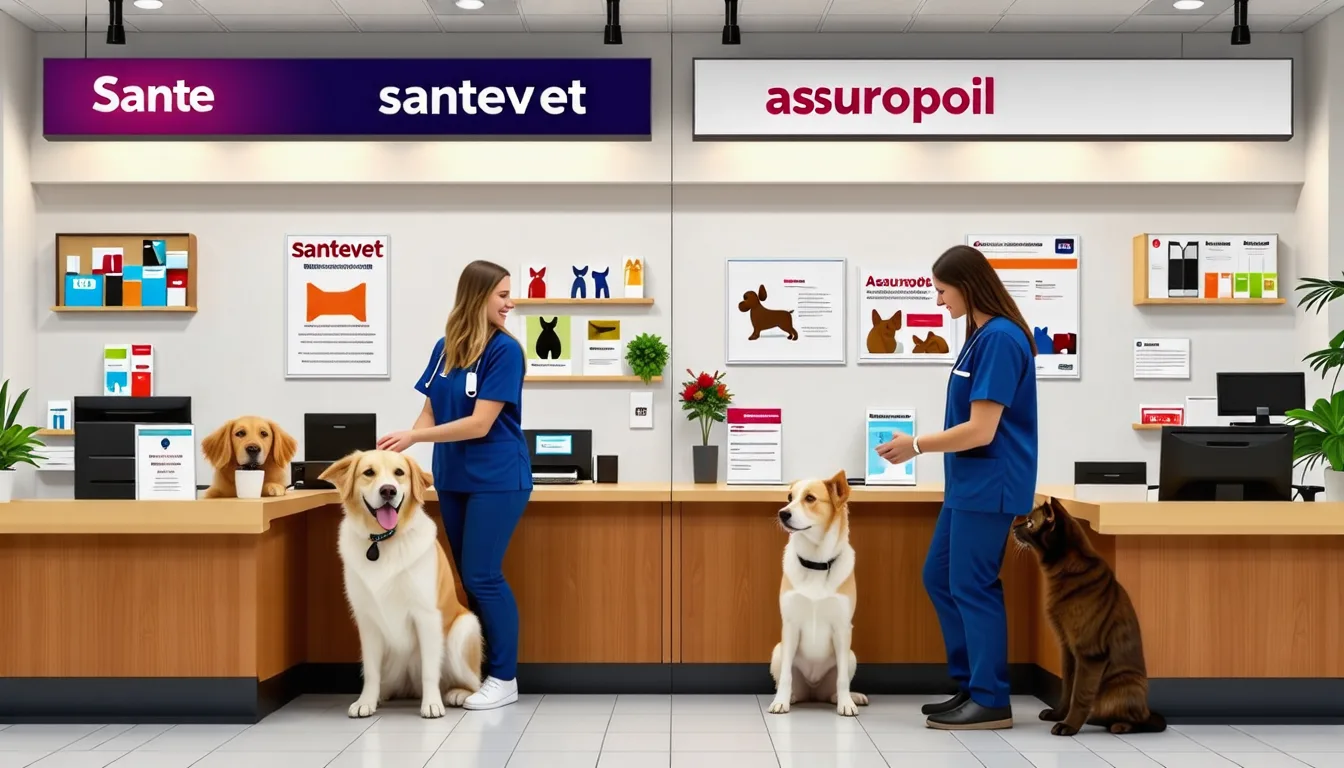 chien chez le vétérinaire pendant une consultation, propriétaire tenant un dossier de soins
