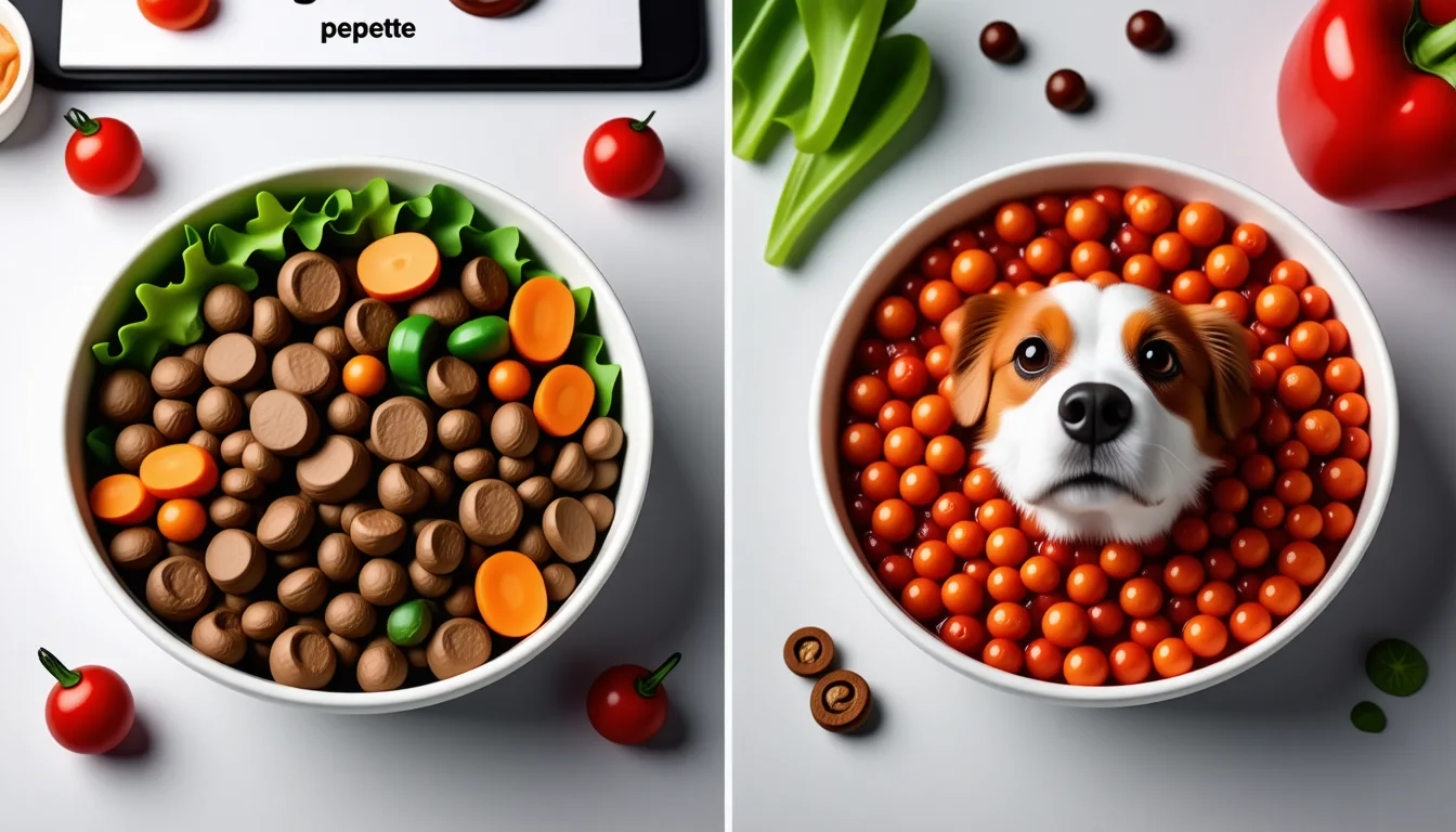 deux gamelles de ration fraîche pour chien posées côte à côte pour comparaison