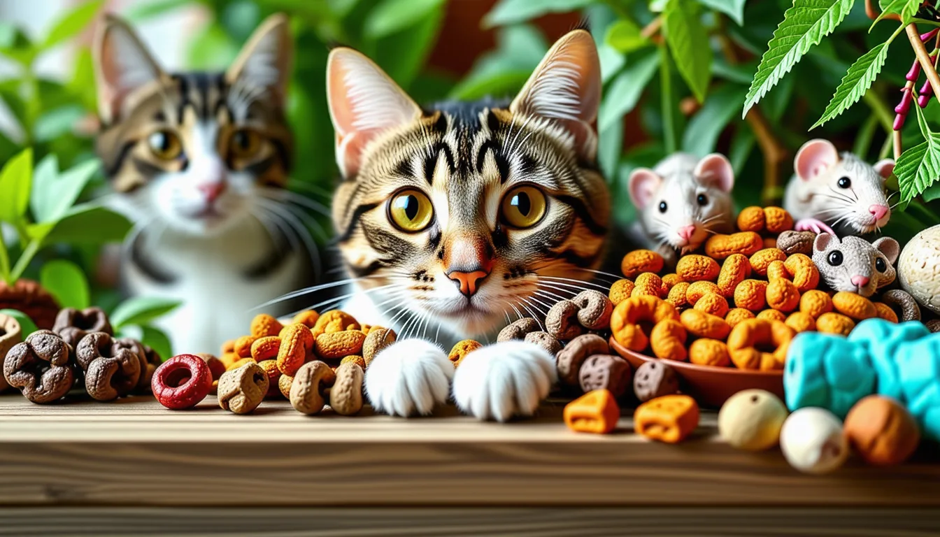 un chat roux mâche une friandise croquante tenue entre ses deux pattes avant sur un parquet clair