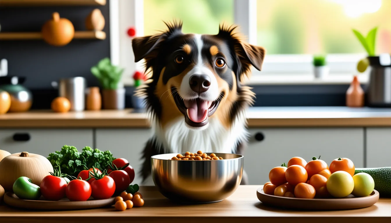 Portion de ration ménagère pour chien avec viande et légumes dans une gamelle