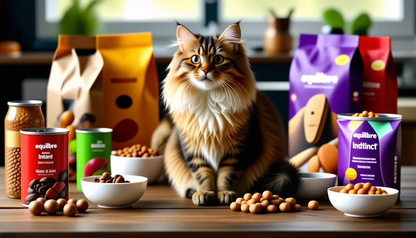 chat roux assis devant une gamelle de croquettes, prêt à manger