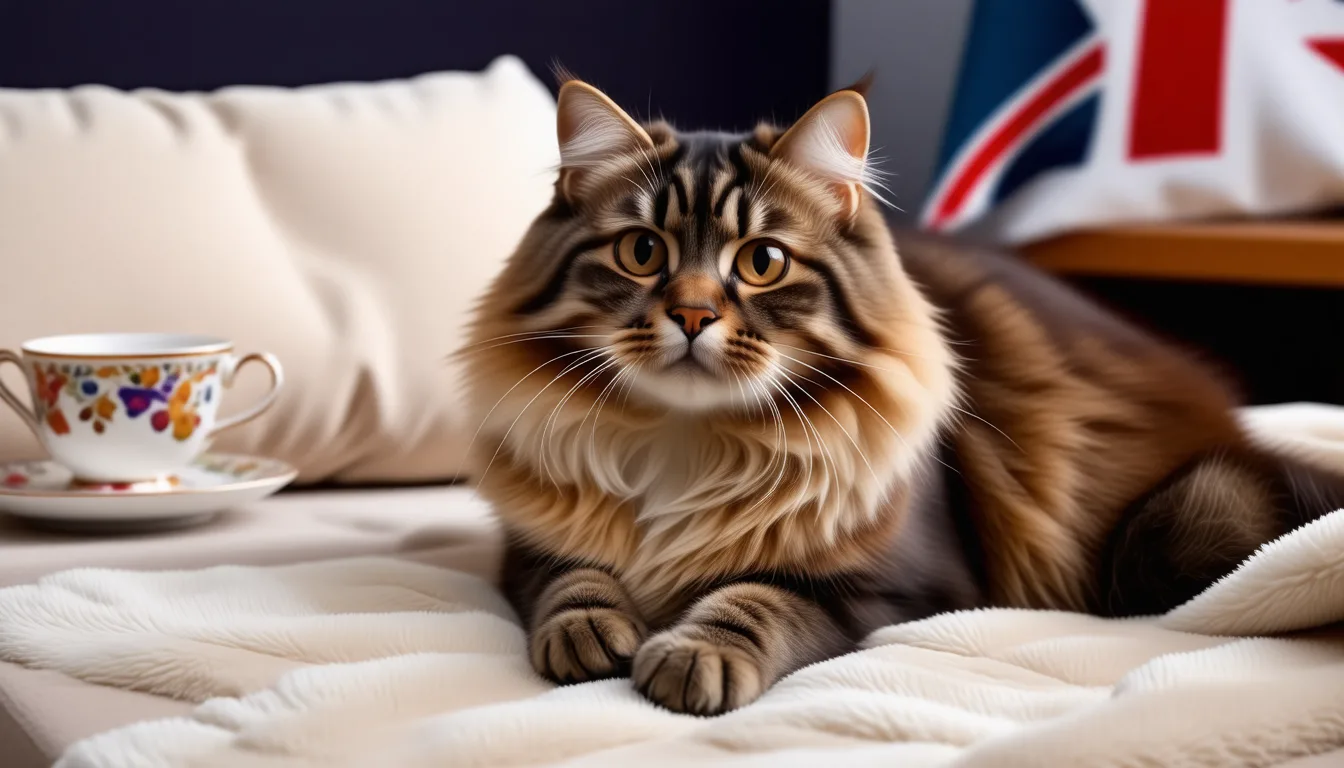 un chat british longhair au pelage mi-long et dense, assis, avec une tête ronde et massive